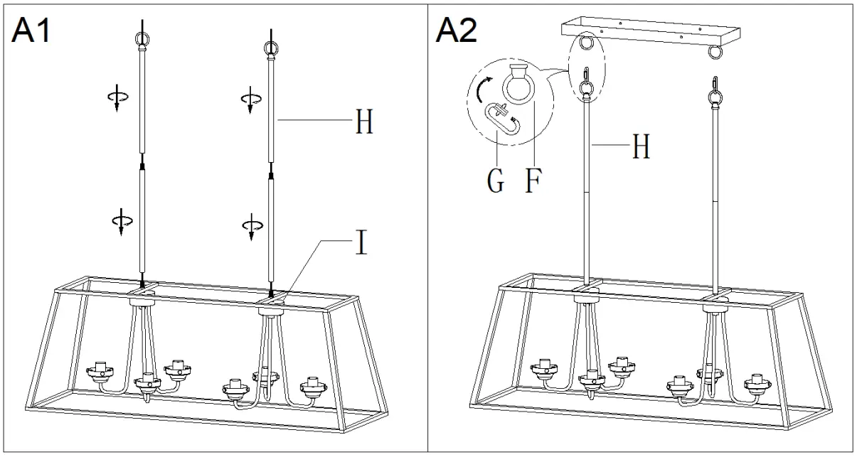 ZEVNI L3N2IIEJW20H6SK8 6-Light Black Brass Transitional Cage Chandelier - fig 3