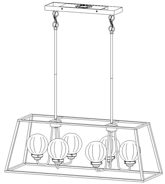 ZEVNI L3N2IIEJW20H6SK8 6-Light Black Brass Transitional Cage Chandelier