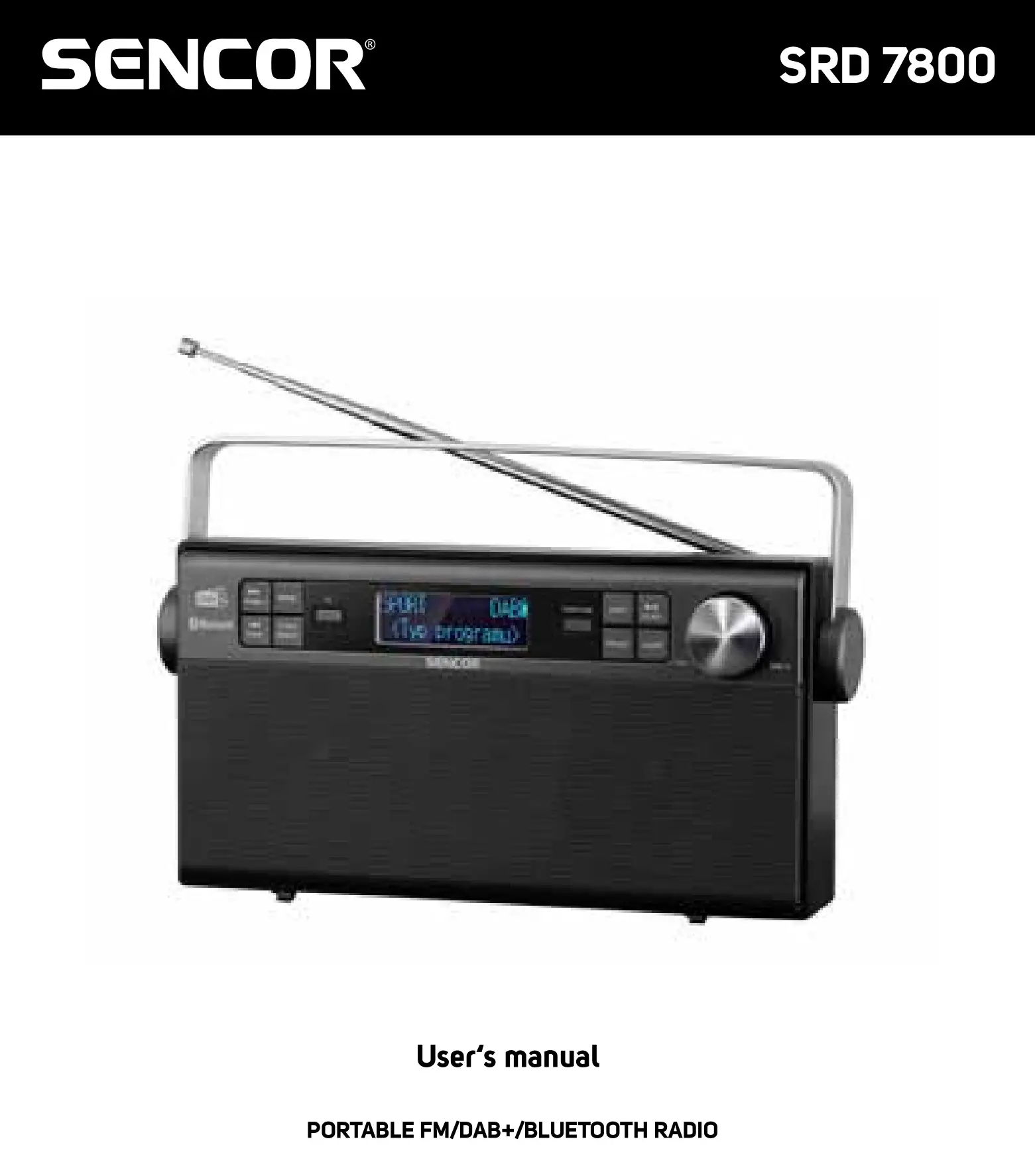 SENCOR SRD 7800 Portable FM DAB+Bluetooth Radio User Manual