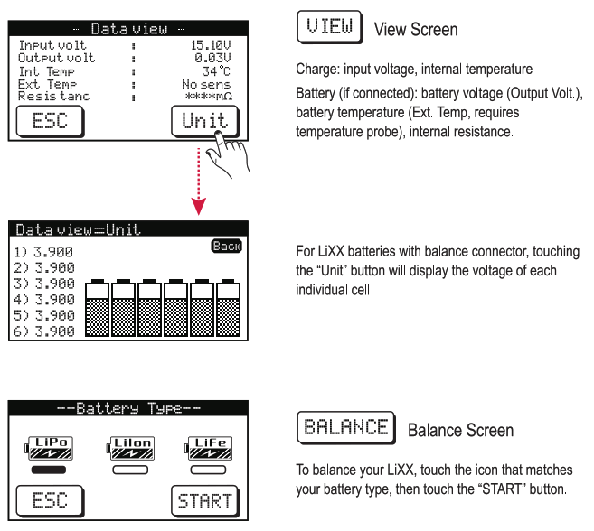 TENERGY T180 100W Touchscreen Intelligent Balance Charger - data view1
