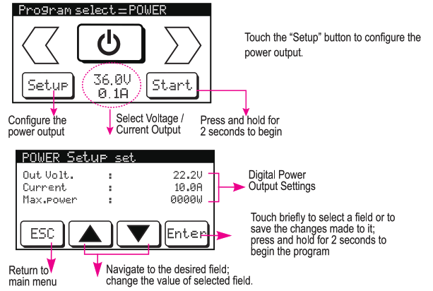 TENERGY T180 100W Touchscreen Intelligent Balance Charger - power program