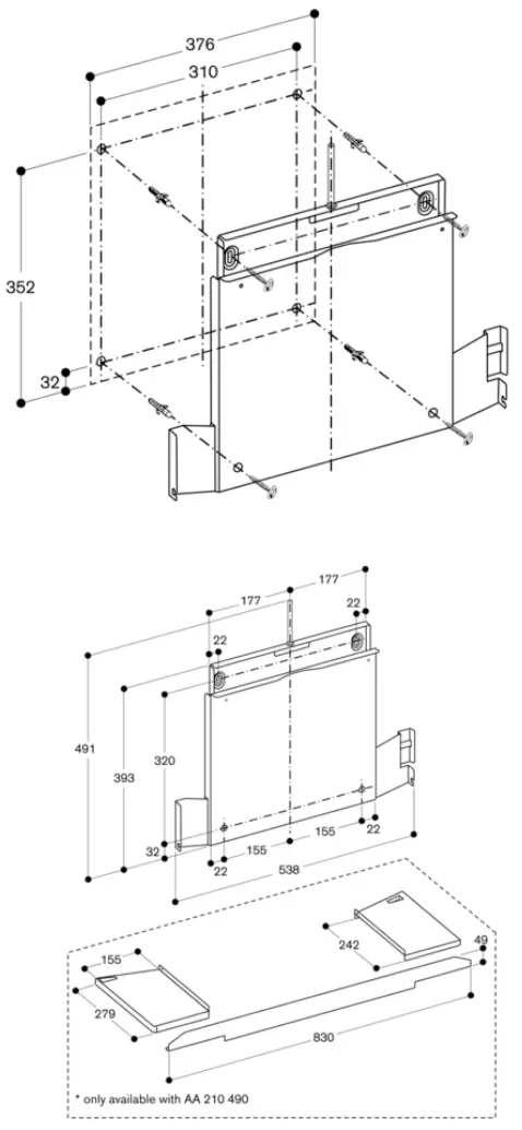 GAGGENAU AA210460 Lowering Frame for 24 Inch Visor Hood - Figure 1
