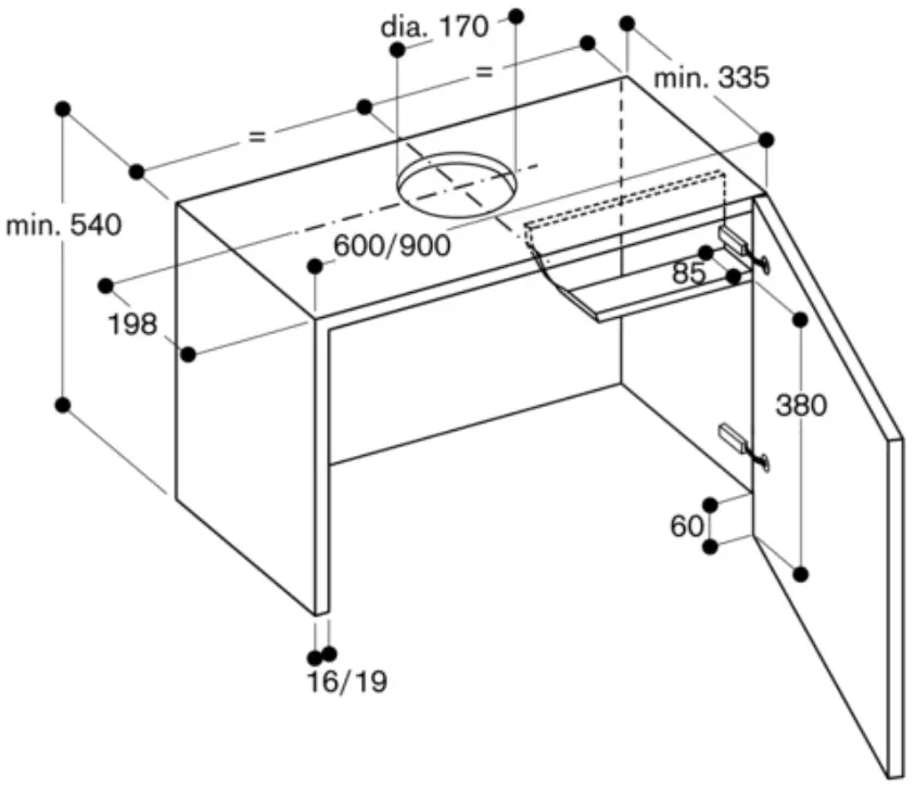 GAGGENAU AA210460 Lowering Frame for 24 Inch Visor Hood - Figure 2