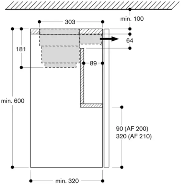 GAGGENAU AA210460 Lowering Frame for 24 Inch Visor Hood - Figure 3