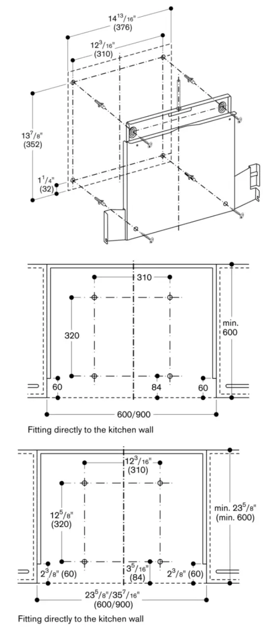 GAGGENAU AA210460 Lowering Frame for 24 Inch Visor Hood - Figure 5