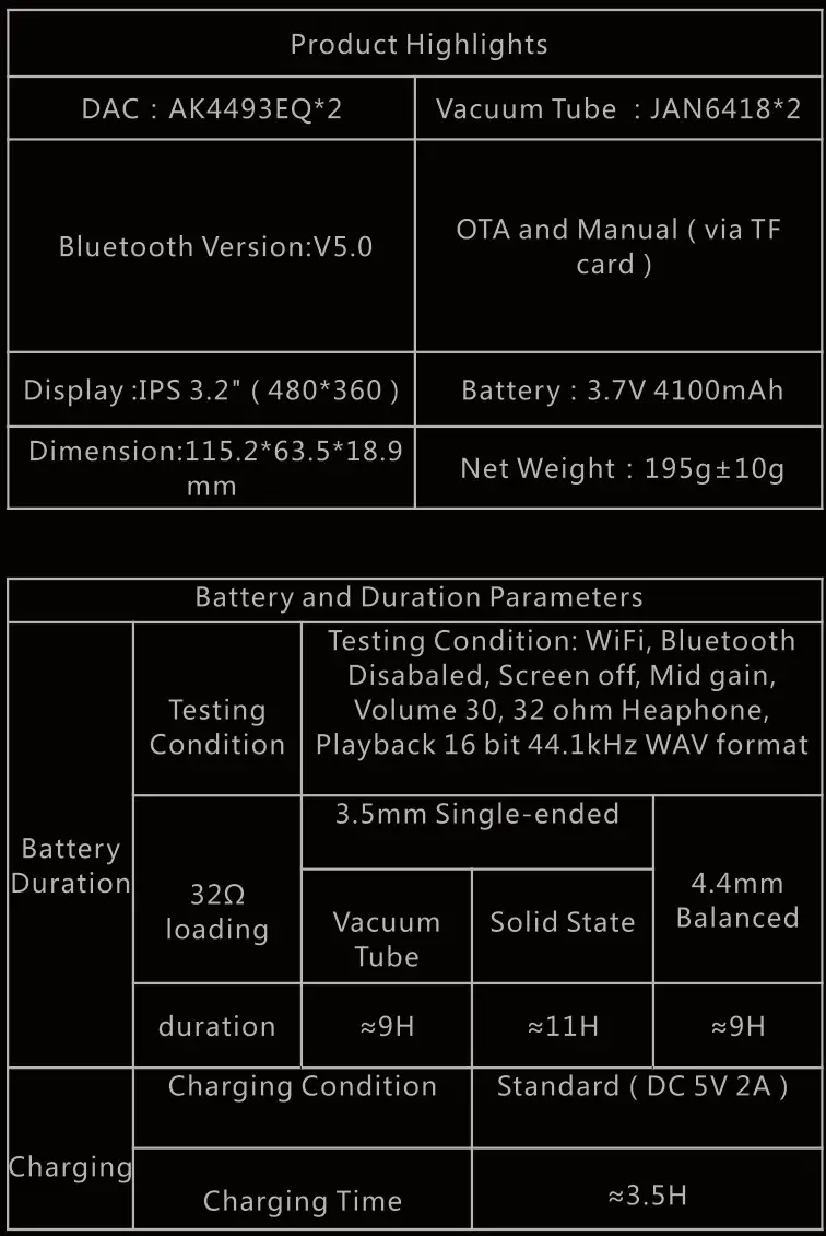 Cayin N3Pro Master Quality Digital Audio Player - Specifications