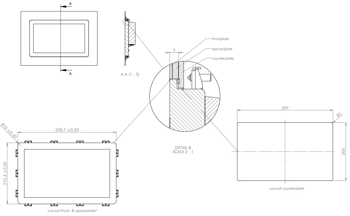 Christ PA10010874 Touch Industrial Open Frame 13.3 - spacerplate