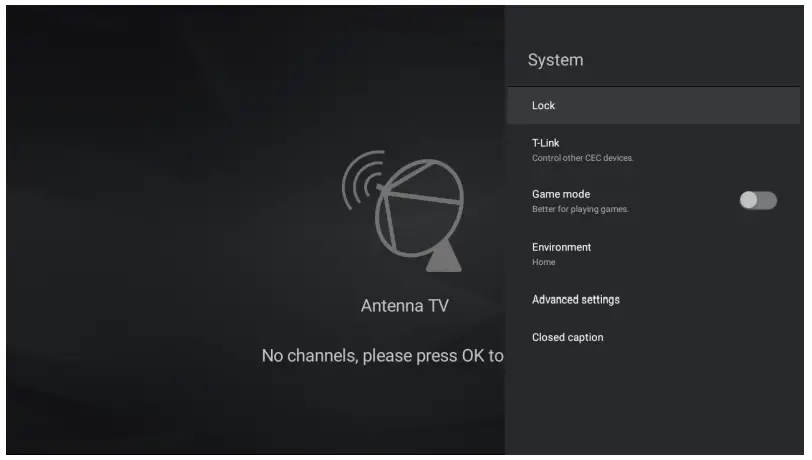 TCL 33432403 Android TV-System settings