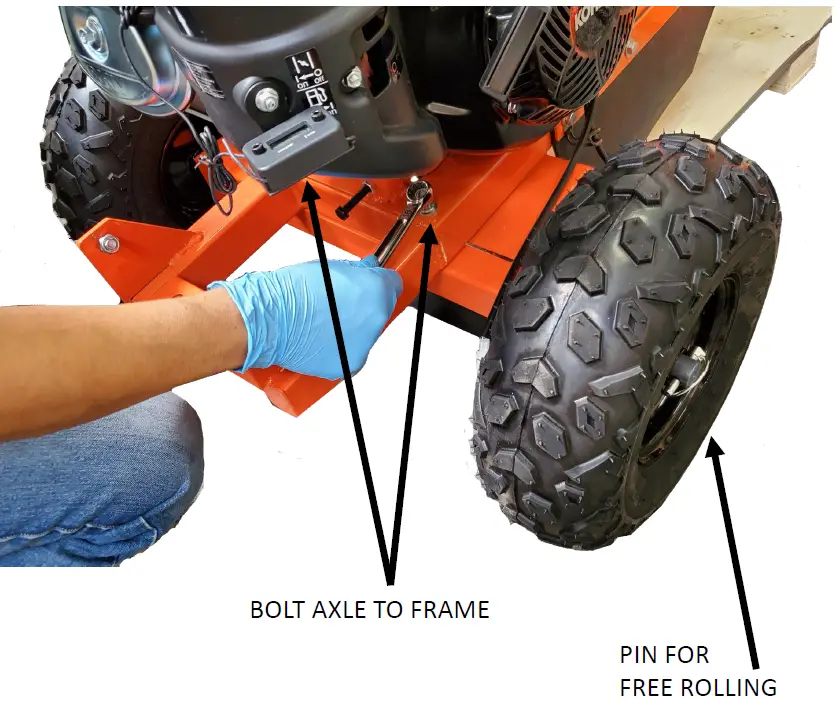 DK2 OPG777 3.5 Cut 14HP Commercial-Grade Stump Grinder INSTALL AXLE AND WHEELS