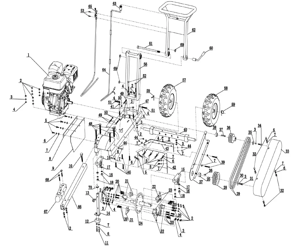 DK2 OPG777 3.5 Cut 14HP Commercial-Grade Stump Grinder PARTS DIAGRAM