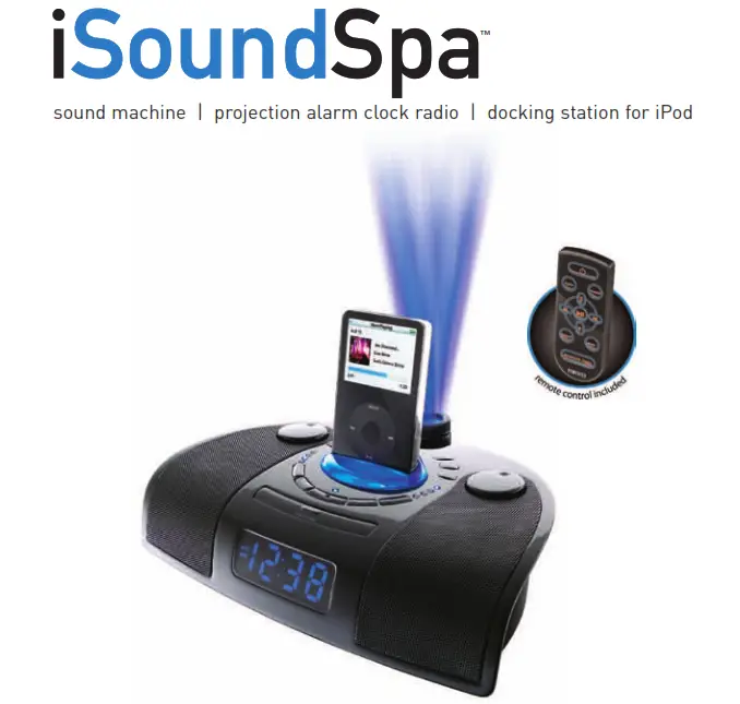 iSoundSpa Projection Alarm Clock Radio Sound Machine