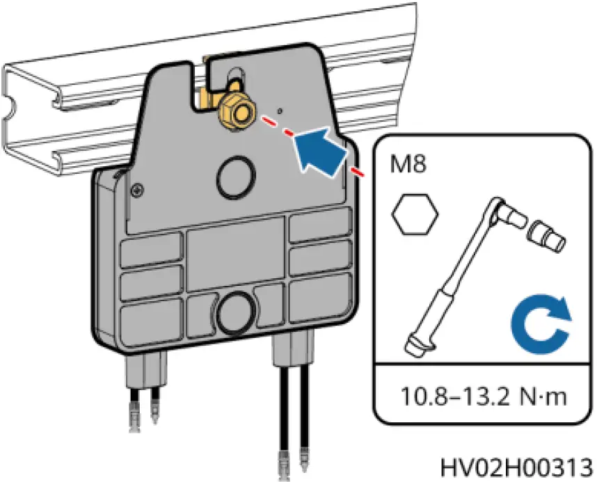 Installing the SUN2000P on the Steel Channel of a PV Module Support 03