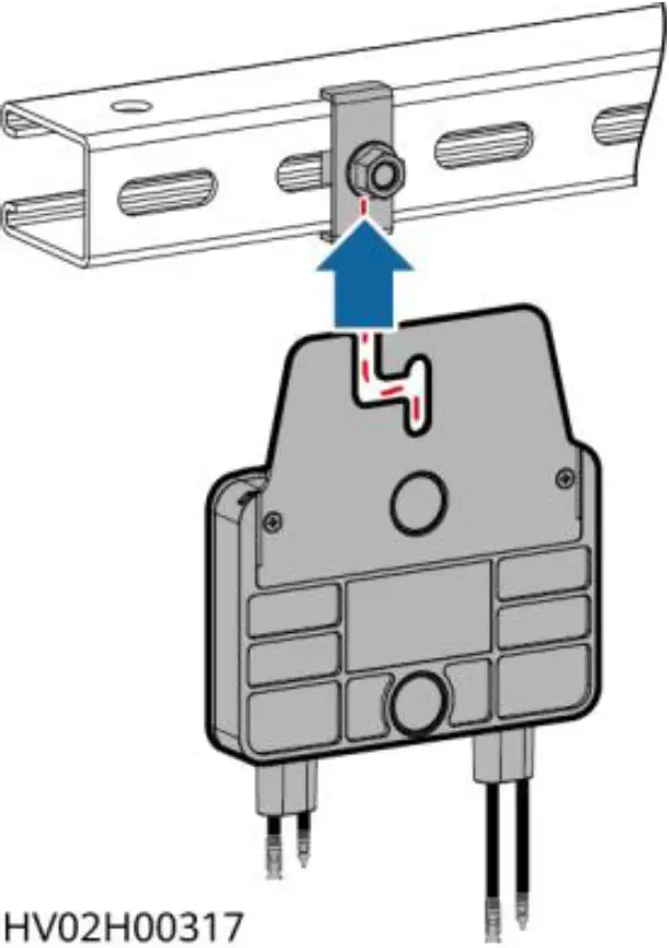 Installing the SUN2000P on the Steel Channel of a PV Module Support (Through a Hole) 02