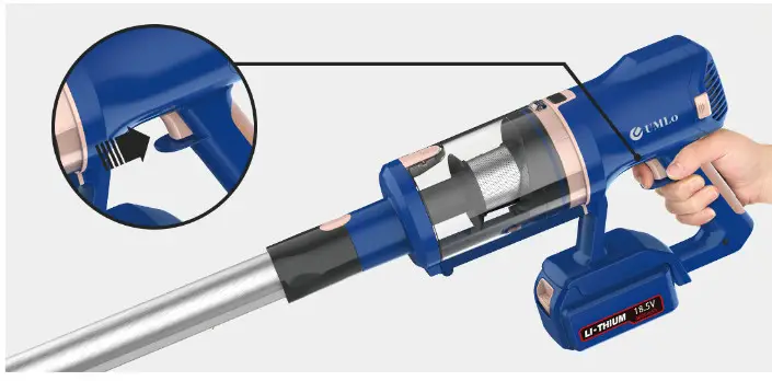 UMLo V111 Cordless Vacuum - Power Switch