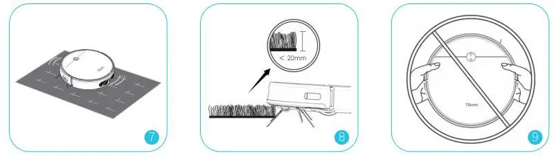 Tikom G7000 Robot Vacuum Cleaner User Guide - The Robot may not run on certain darker black colored surfaces since the Cliff Sensors