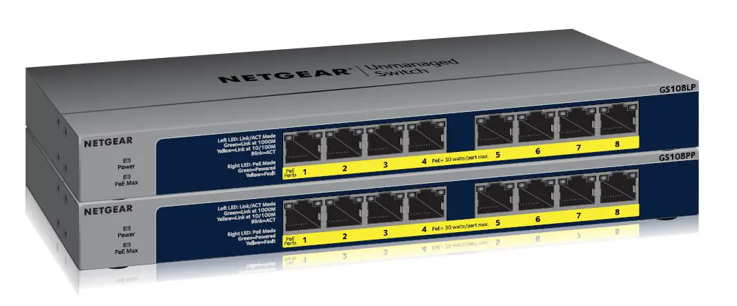 NETGEAR GS108LP 8-Port Gigabit Ethernet PoE+ Unmanaged Switch with FlexPoE 60W Installation