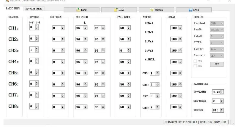 RADioLink T8S (FHSS) - BASIC Menu 2