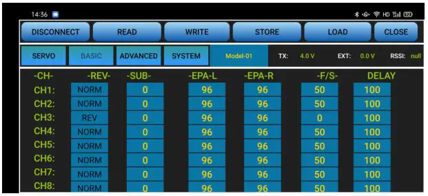RADioLink T8S (FHSS) - BASIC Menu