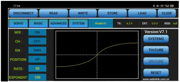 RADioLink T8S (FHSS) - Dual rate curve