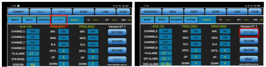 RADioLink T8S (FHSS) - SYSTEM Menu