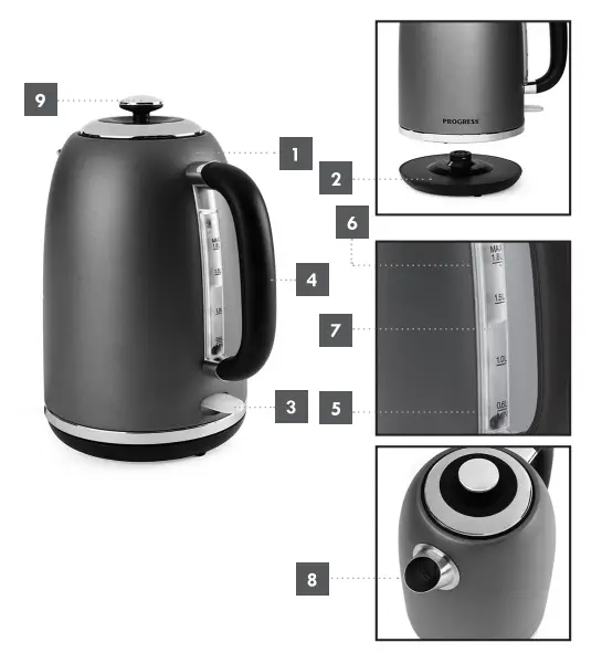 PROGRESS EK4535PSHIMMERGRN Shimmer Jug Kettle - parts