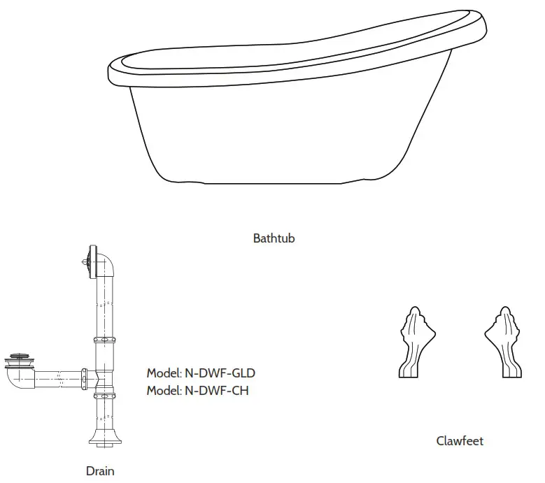 Streamine Clawfoot Bathtub - BOX