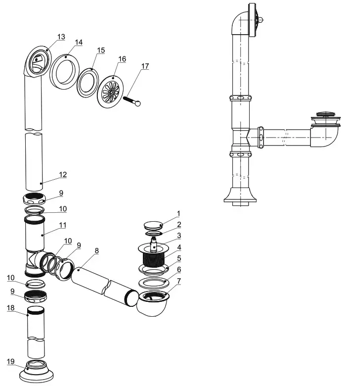 Streamine Clawfoot Bathtub - DRAIN DIAGRAMS
