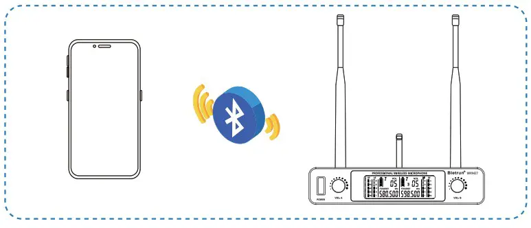 BIETRUN WXM27 UHF Professional 2 Channels Rechargeable Wireless Microphone System - Blutooth Connection