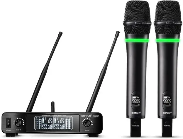BIETRUN WXM27 UHF Professional 2 Channels Rechargeable Wireless Microphone System - Cover