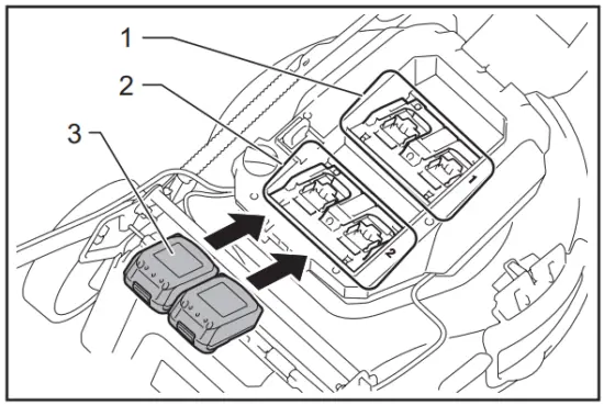 makita DLM462 Cordless Lawn Mower - Battery port