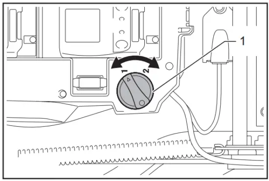 makita DLM462 Cordless Lawn Mower - Battery selection switch