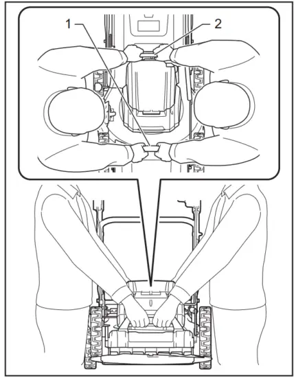 makita DLM462 Cordless Lawn Mower - Front grip