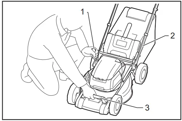 makita DLM462 Cordless Lawn Mower - Lower handle 1