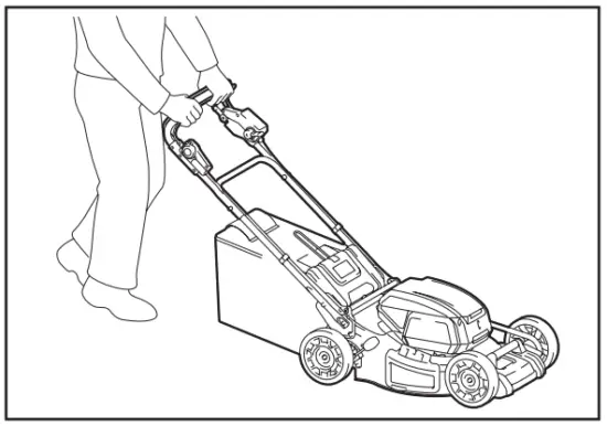 makita DLM462 Cordless Lawn Mower - front wheels