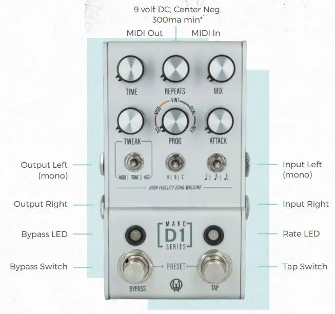 WALRUS AUDIO Mako D1 V2 High-Fidelity Stereo Delay - overview