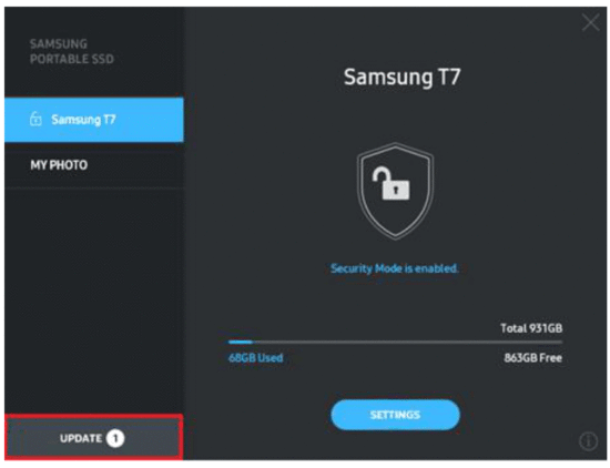SAMSUNG MU-PC500R Portable SSD T7 Hard Drive - panel