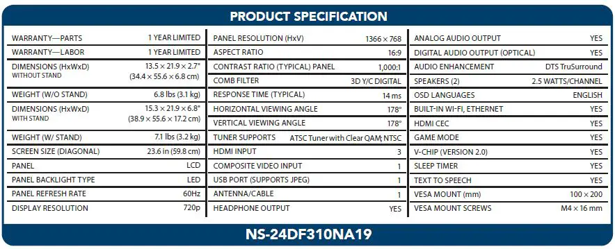 Specifications