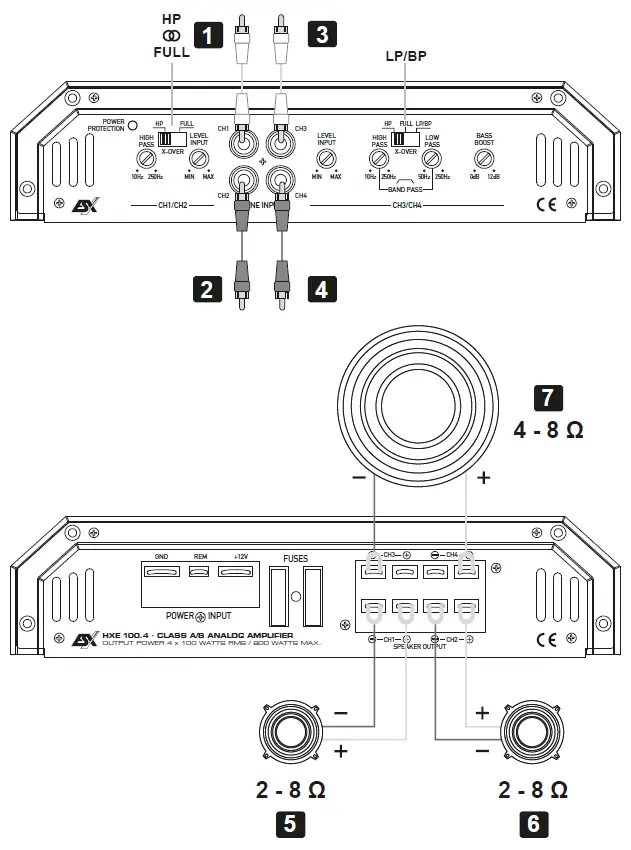 HORIZON HXE100.4 4-Channel Class A-B Amplifier 04