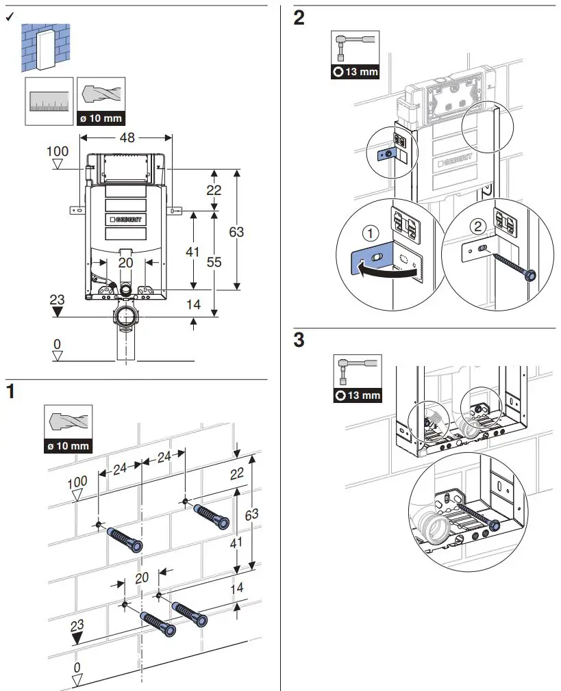 GEBERIT 110.366.00.5 Kombifix Element for Wall-Hung WC with Sigma Concealed Cistern Installation Guide - How to Install 1
