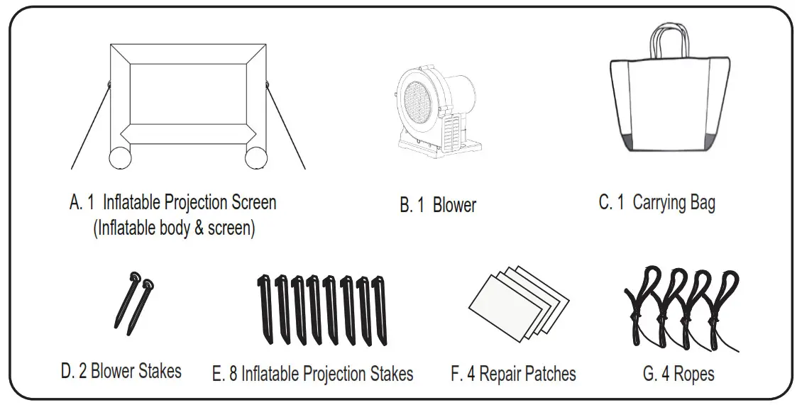 COSTWAY Inflatable Projection ScreenPART LIST