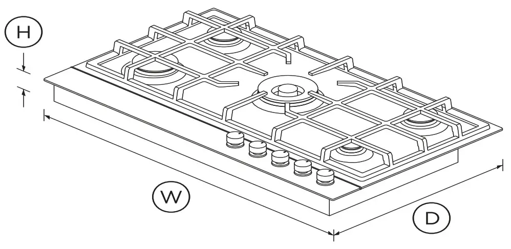 FISHER PAYKEL CG365DLPX1N Gas on Steel Cooktop - DIMENSIONS