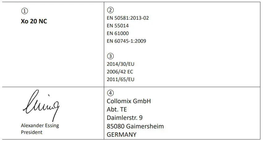 Collomix Xo 20 NC Cordless mixer - Signature