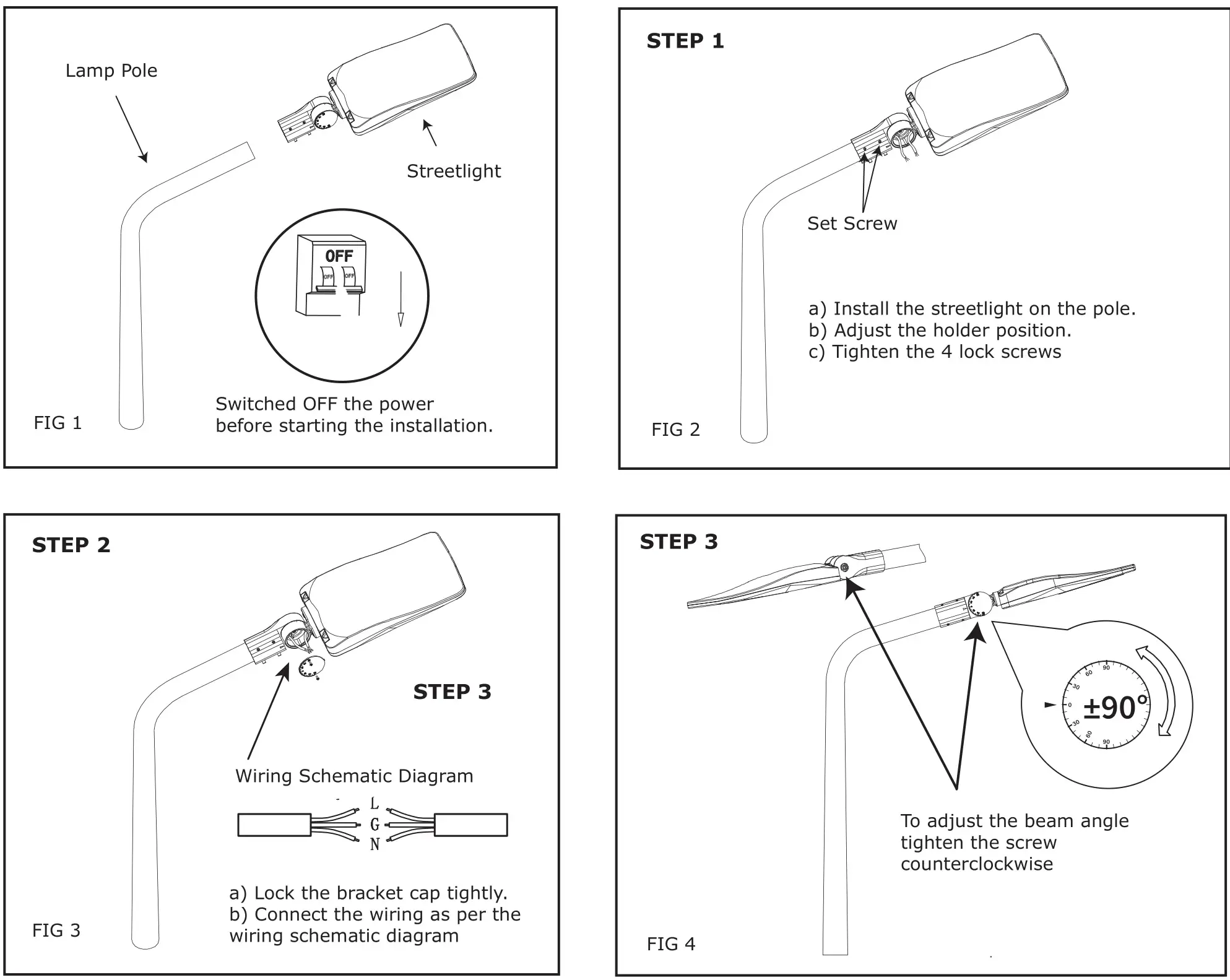 V-TAC LED Street Light Instructions - INSTALLATION INSTRUCTION