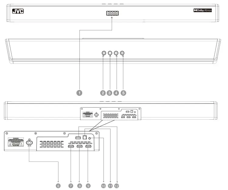 JVC TH-S560B Audio Home Theater System Soundbar - Product Diagram