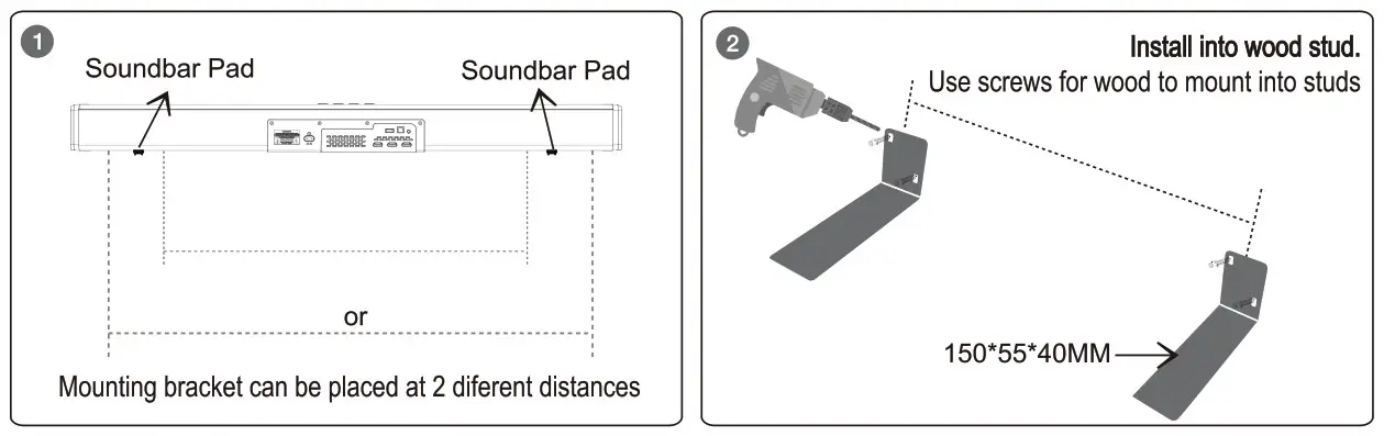 JVC TH-S560B Audio Home Theater System Soundbar - Wall Mount Installation 1