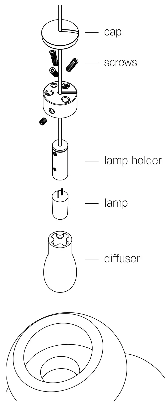 BOCCI 100.1mo Pendant Light - Please note that the crisp cut edges