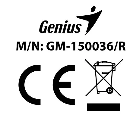 Genius KM-8101 logo, ce and dispsoal icon