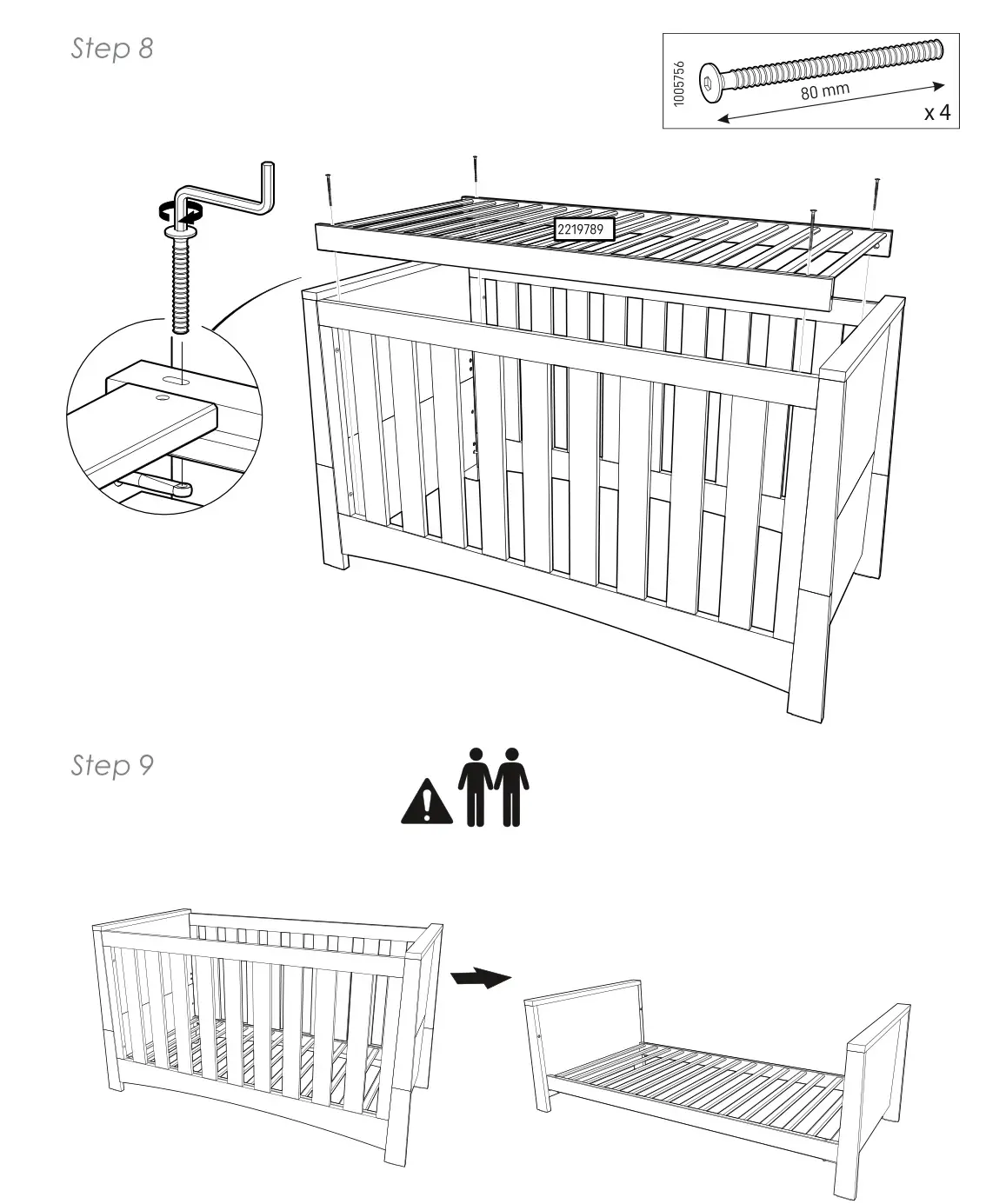 CuddleCo Ada Cot Bed White and Ash - Figure 8-9