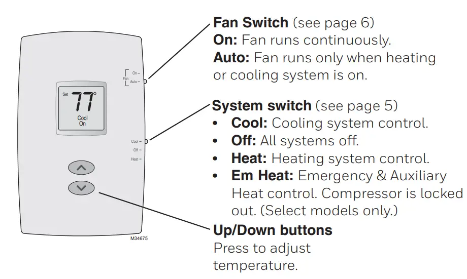 Honeywell PRO 1000 Series Non Programmable Thermostat-fig1