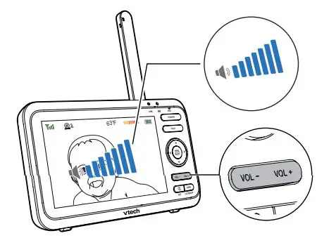 vtech VM350 Full Color Video Monitor User Guide - Adjust speaker volume
